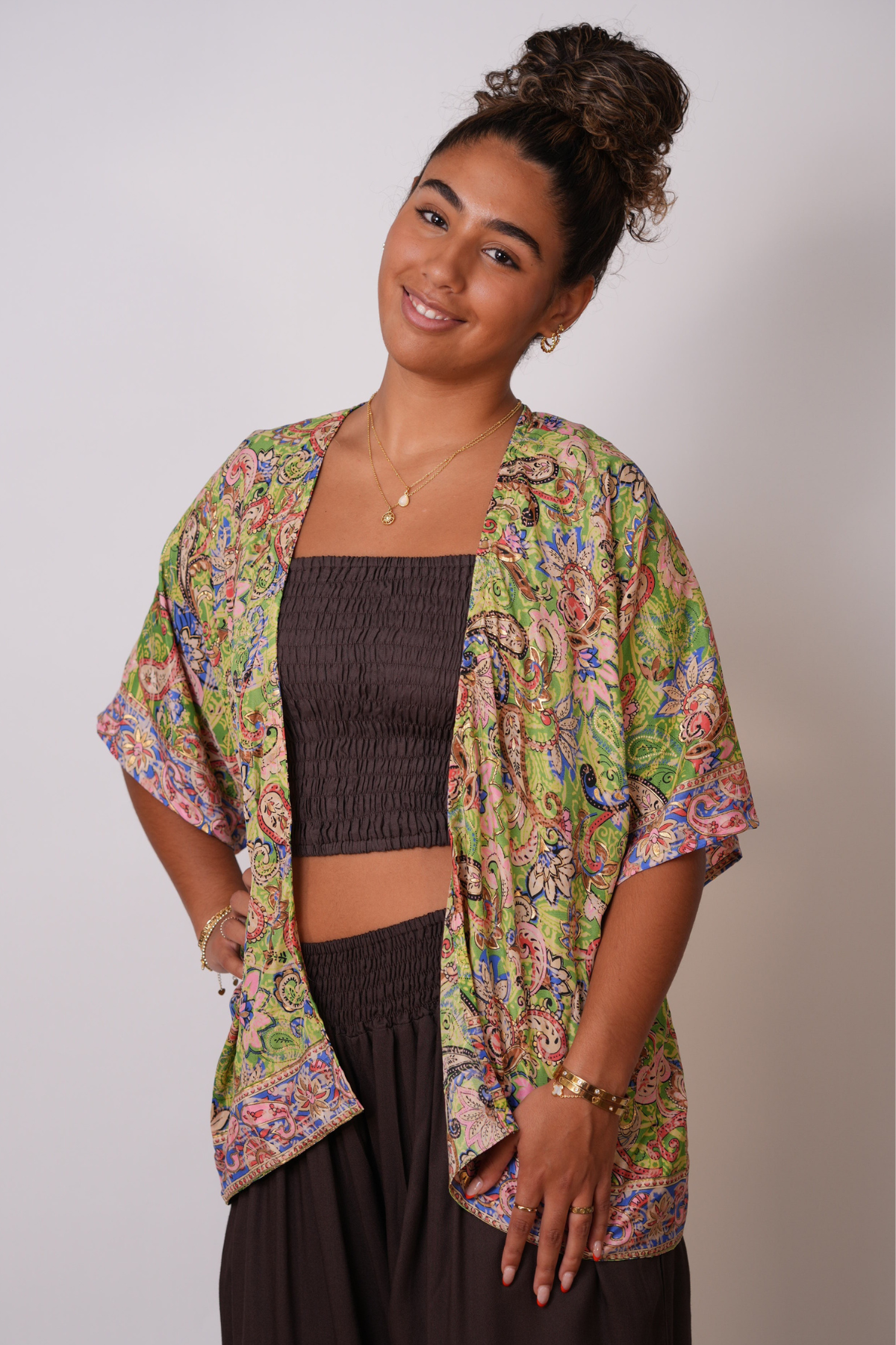 Recycled Sari Print Kimono