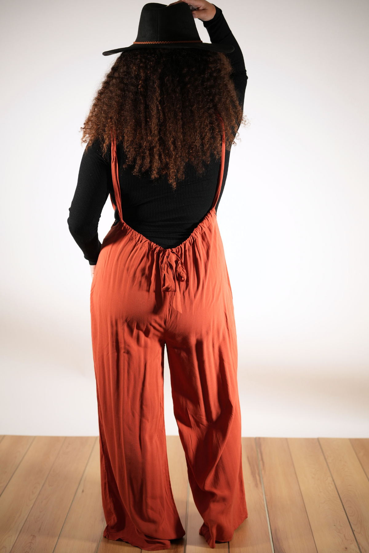 Burnt Orange Suspender Overalls