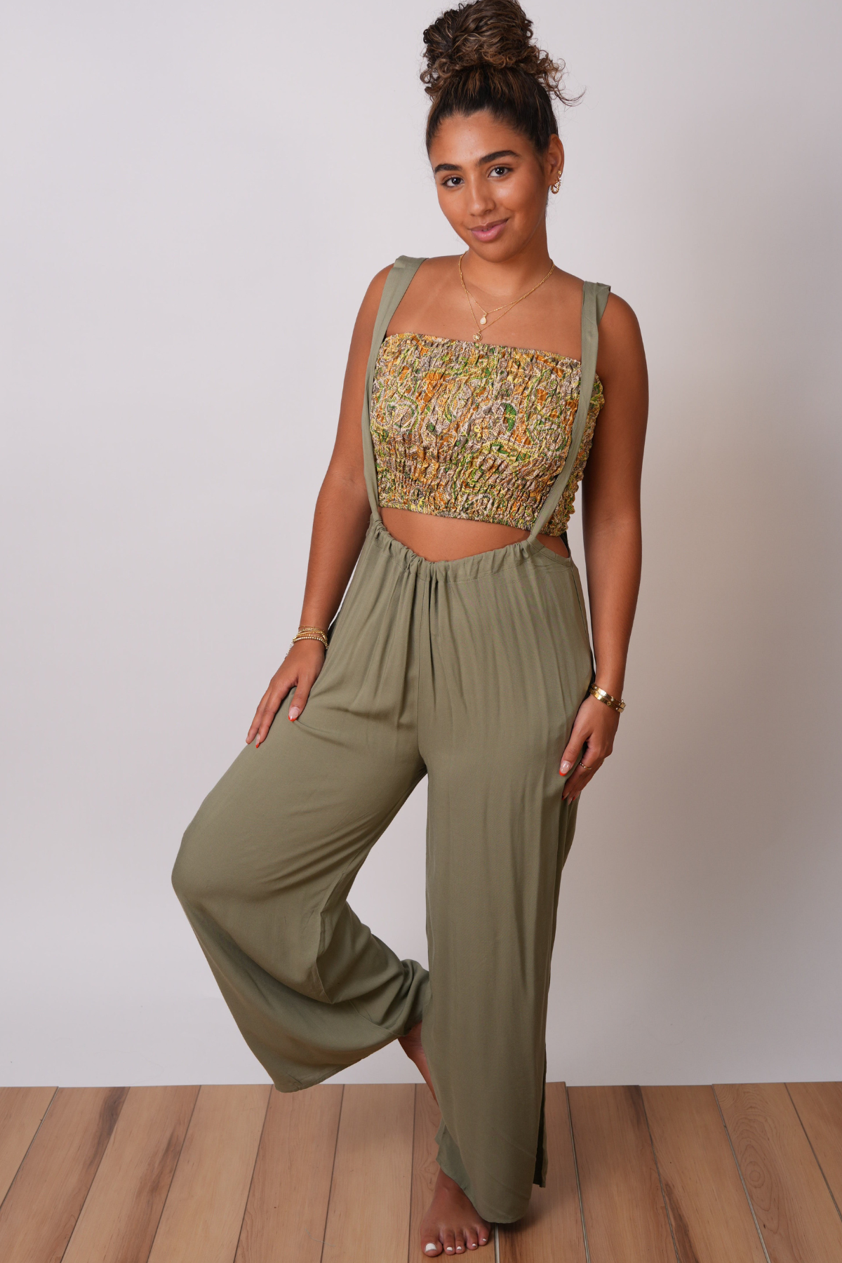 Olive Suspender Overalls