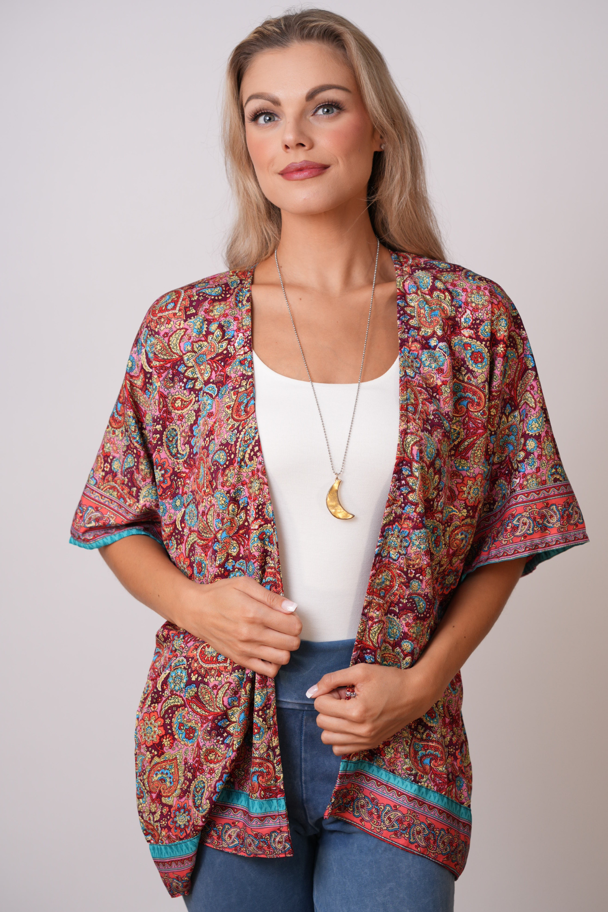 Recycled Sari Print Kimono