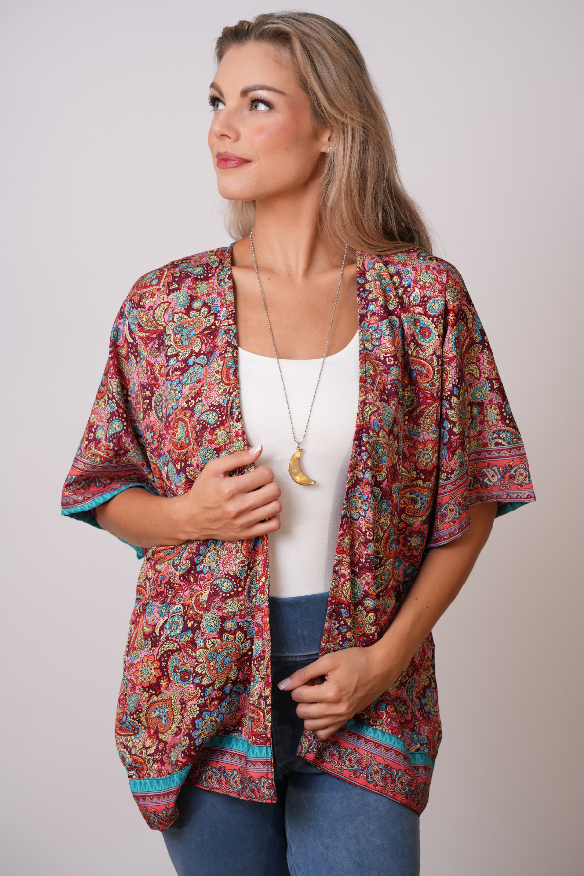 Recycled Sari Print Kimono