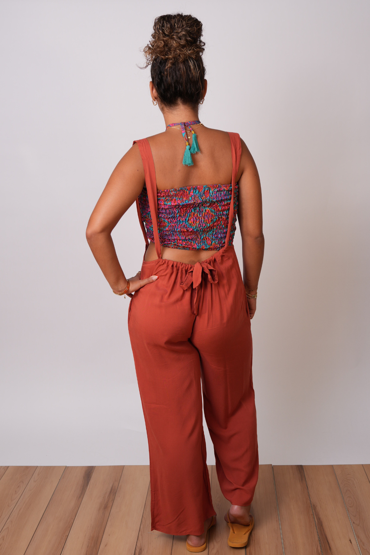Burnt Orange Suspender Overalls