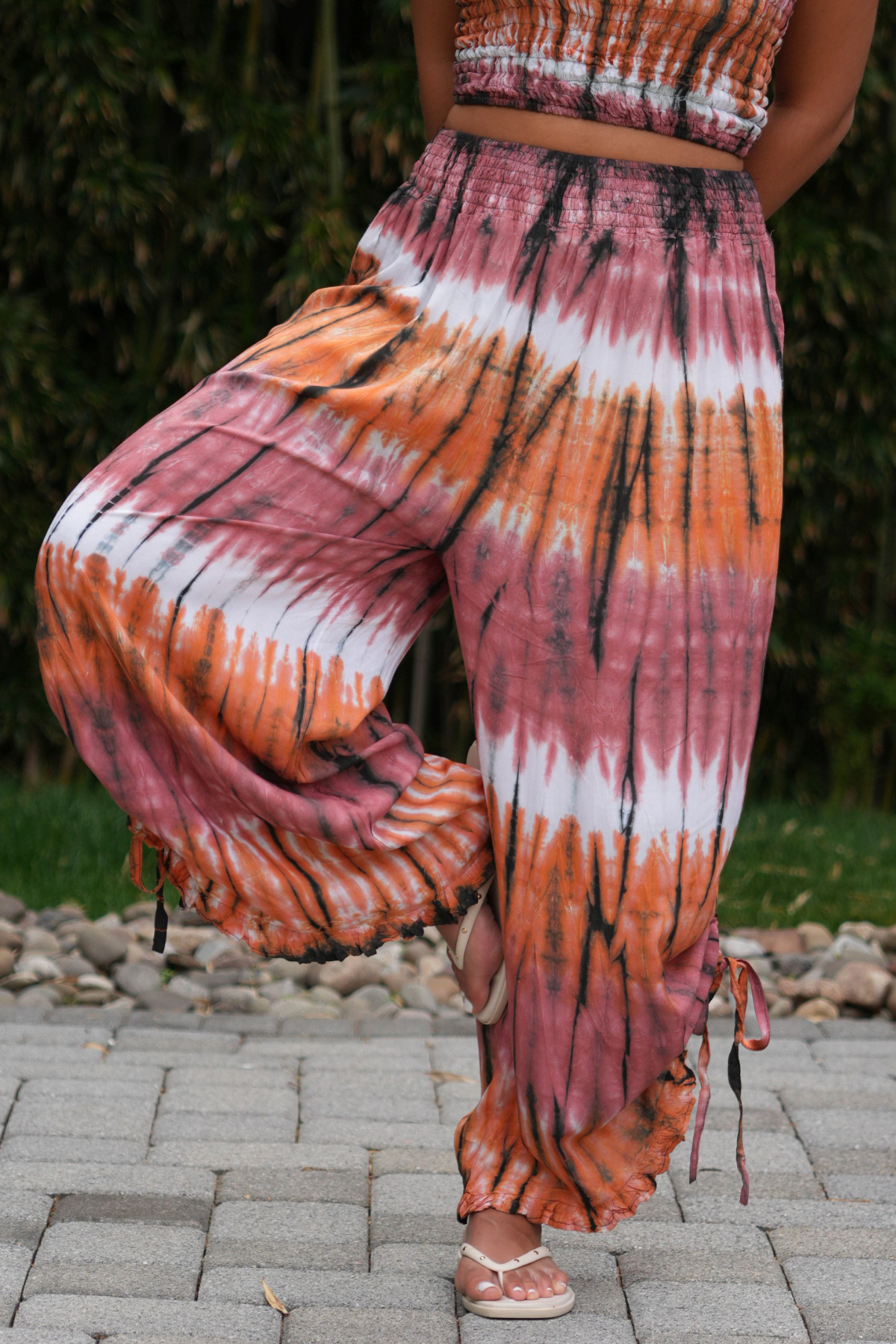 Rust and Rose Tie Dye Smock Waist Bottoms