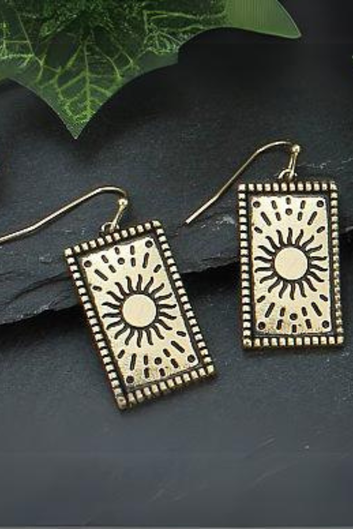 Divine Sun Gold Etched Earrings