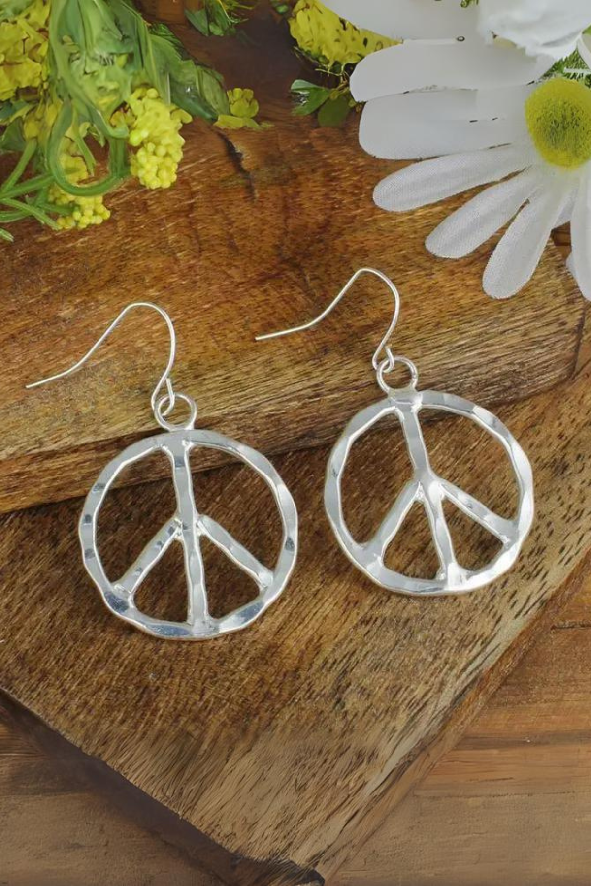 Silver Peace Sign Earrings