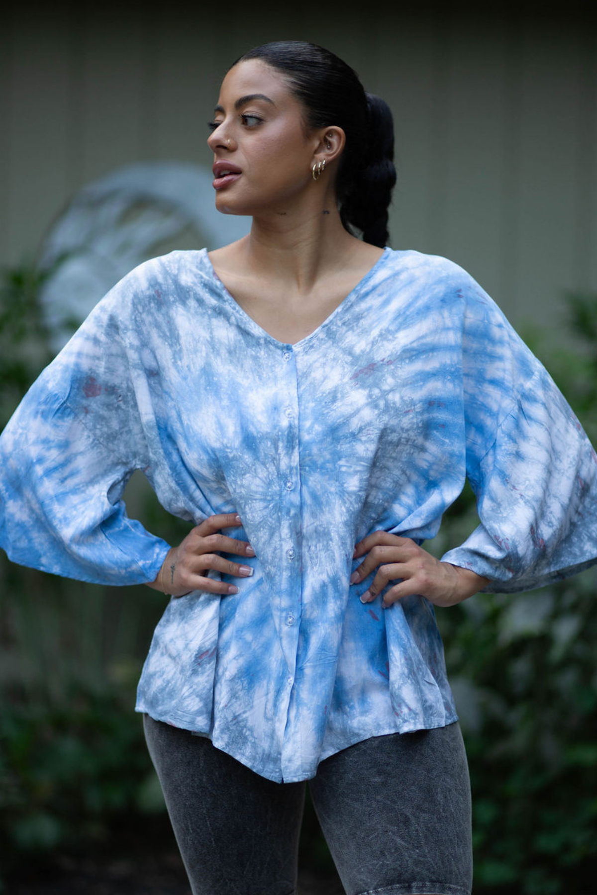 Sky Dye Loose Fit Button Down