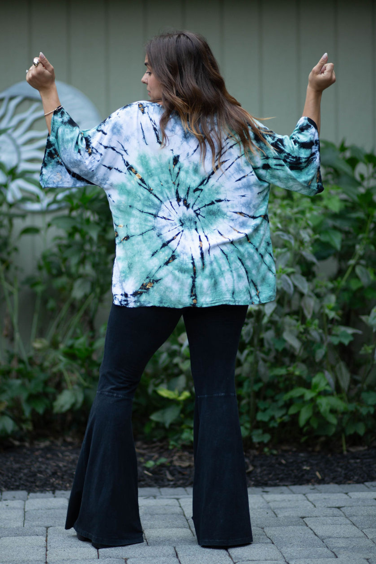 Green Tie Dye Loose Fit Button Down