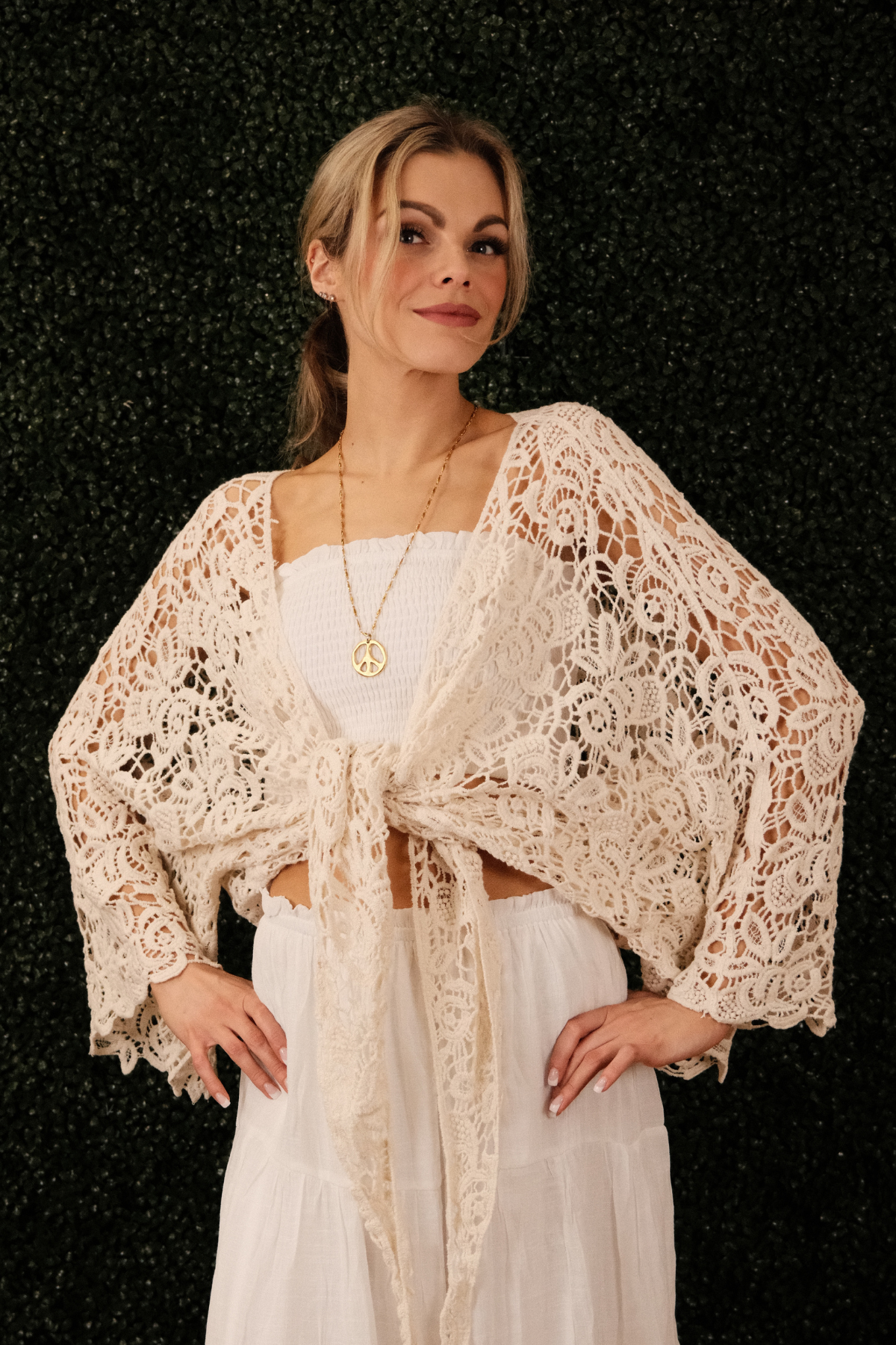 Crochet Bell Sleeve Tie Top