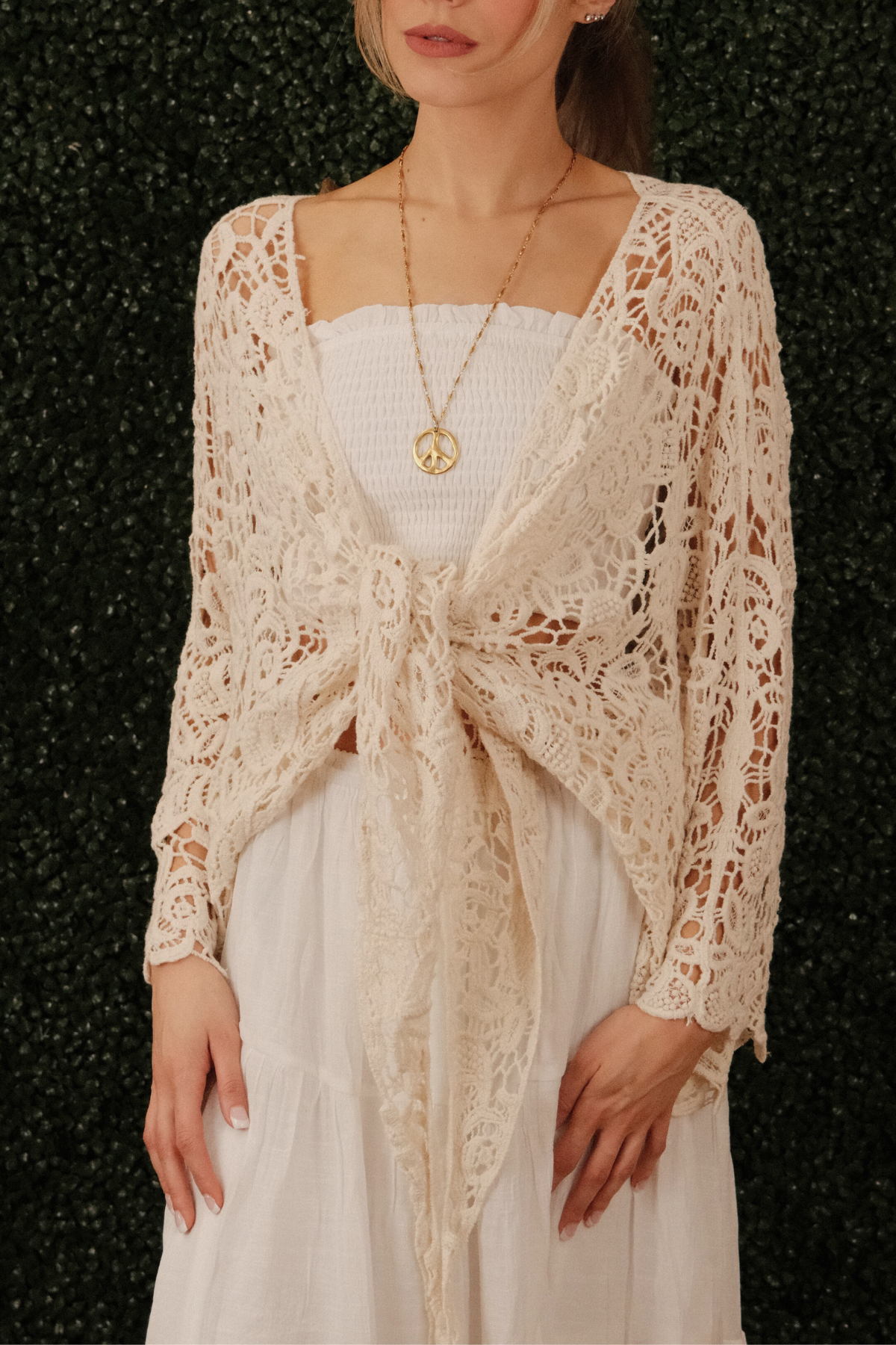 Crochet Bell Sleeve Tie Top