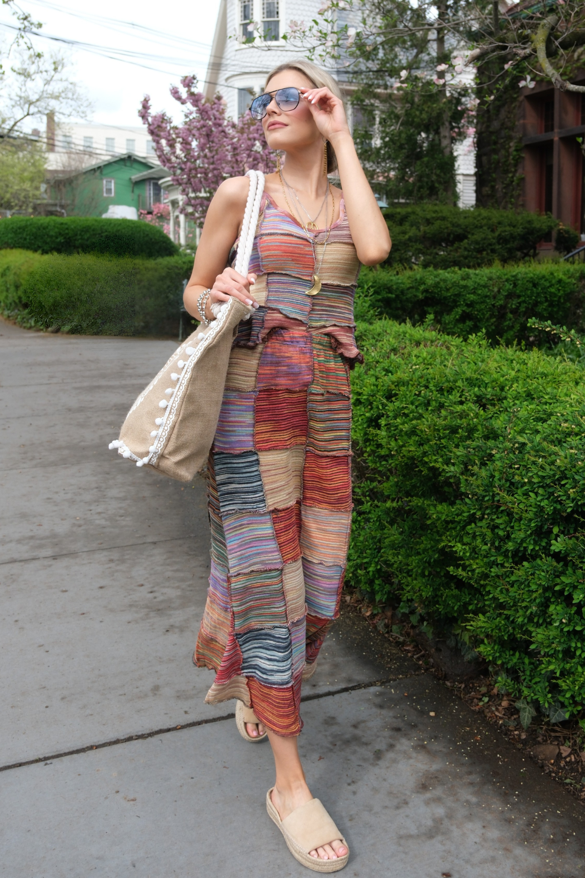 Mixed Patch Maxi Skirt