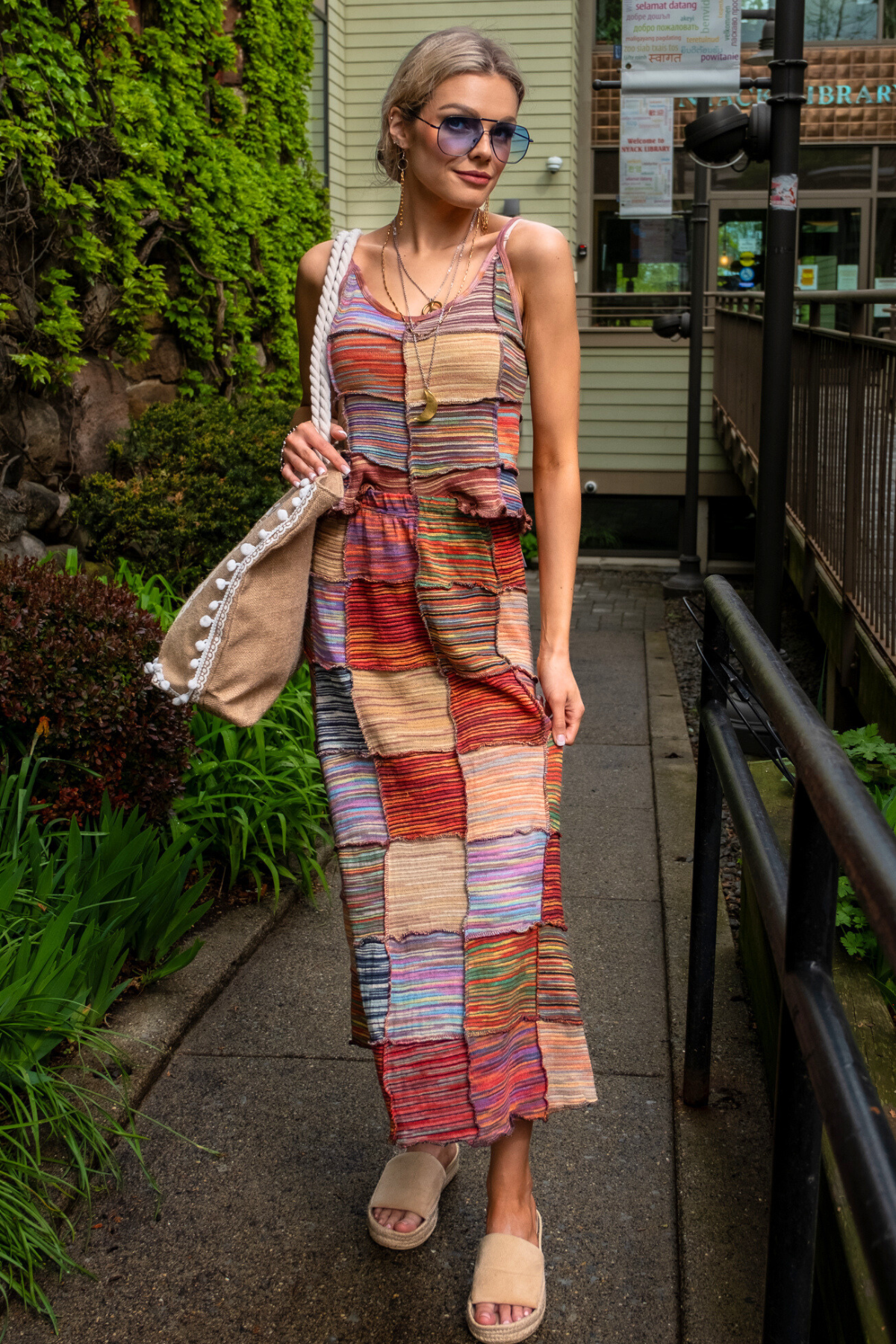 Mixed Patch Maxi Skirt