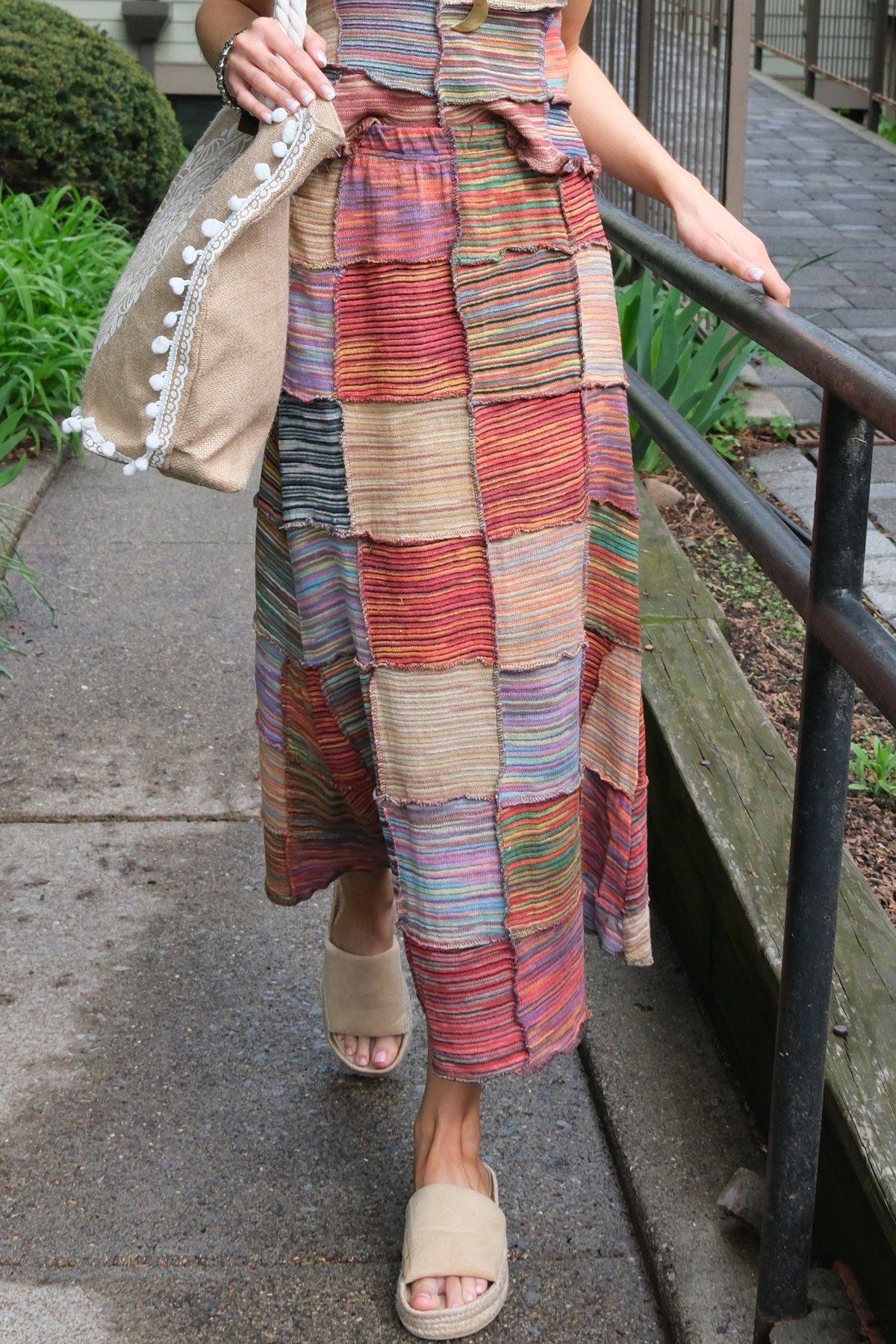 Mixed Patch Maxi Skirt