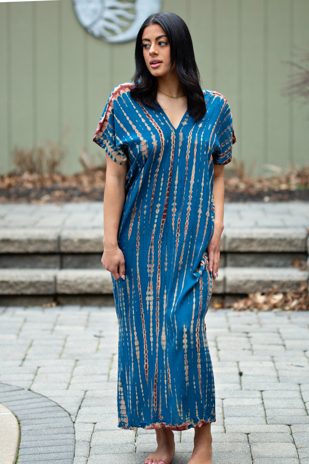 Teal Tie Dye Kimono Dress