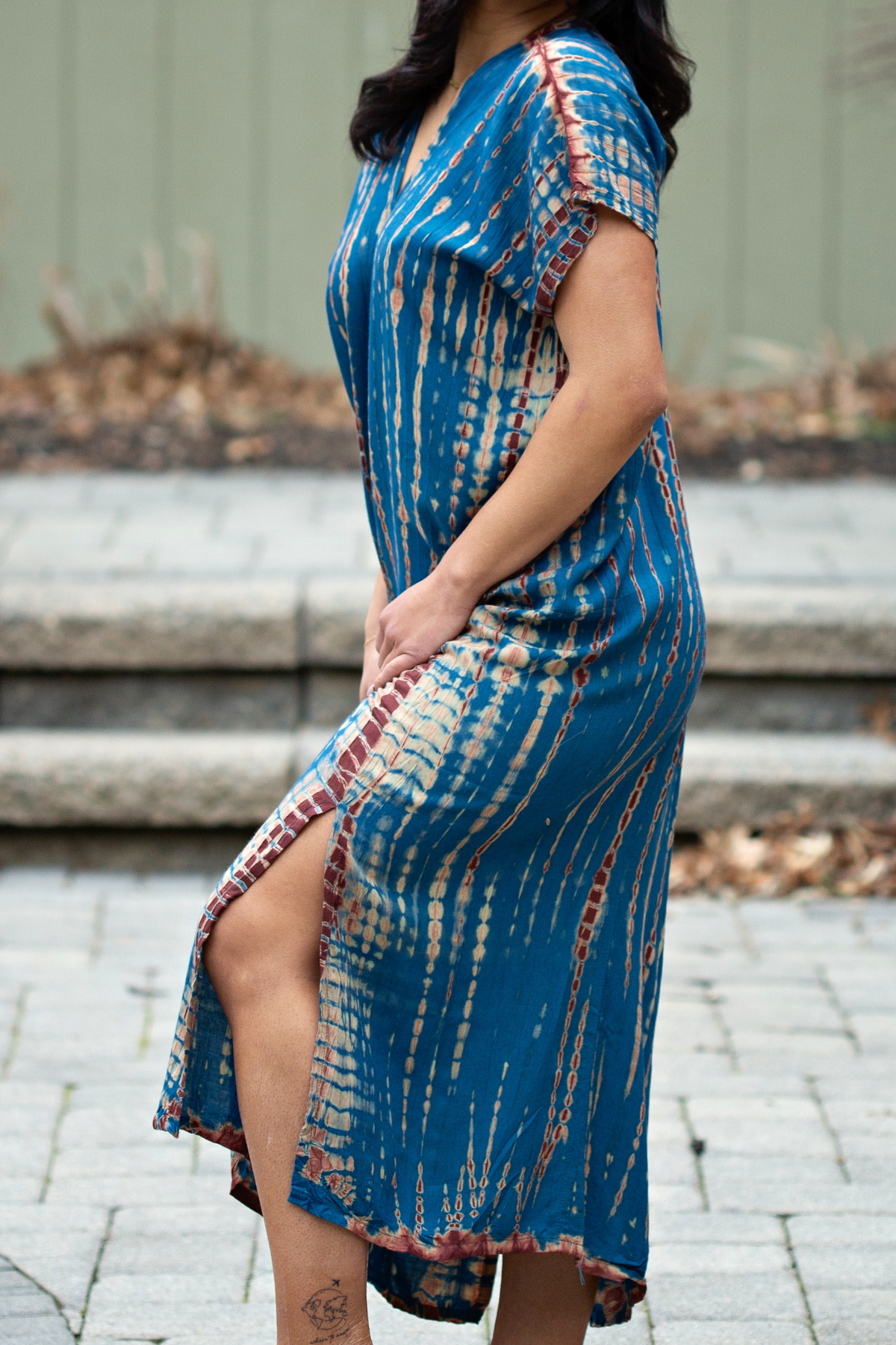 Teal Tie Dye Kimono Dress