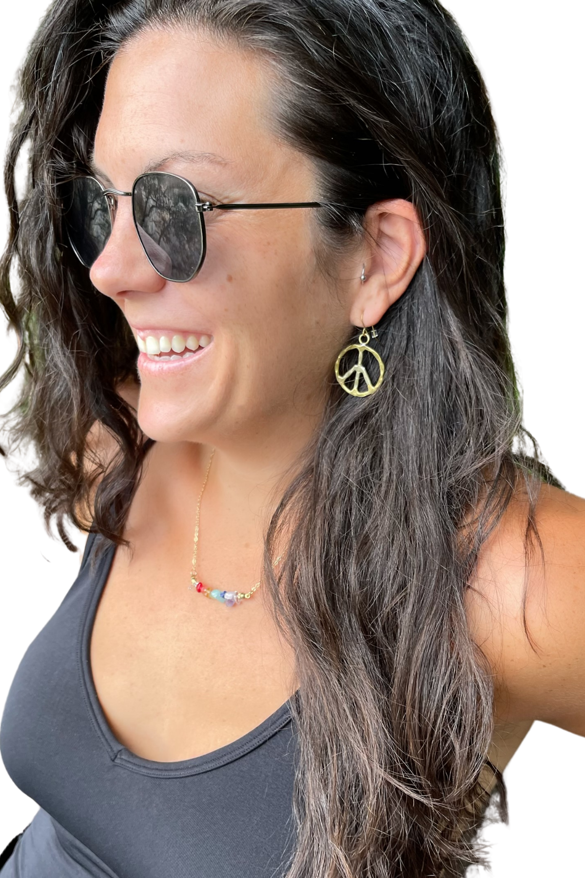 Gold Peace Sign Earrings