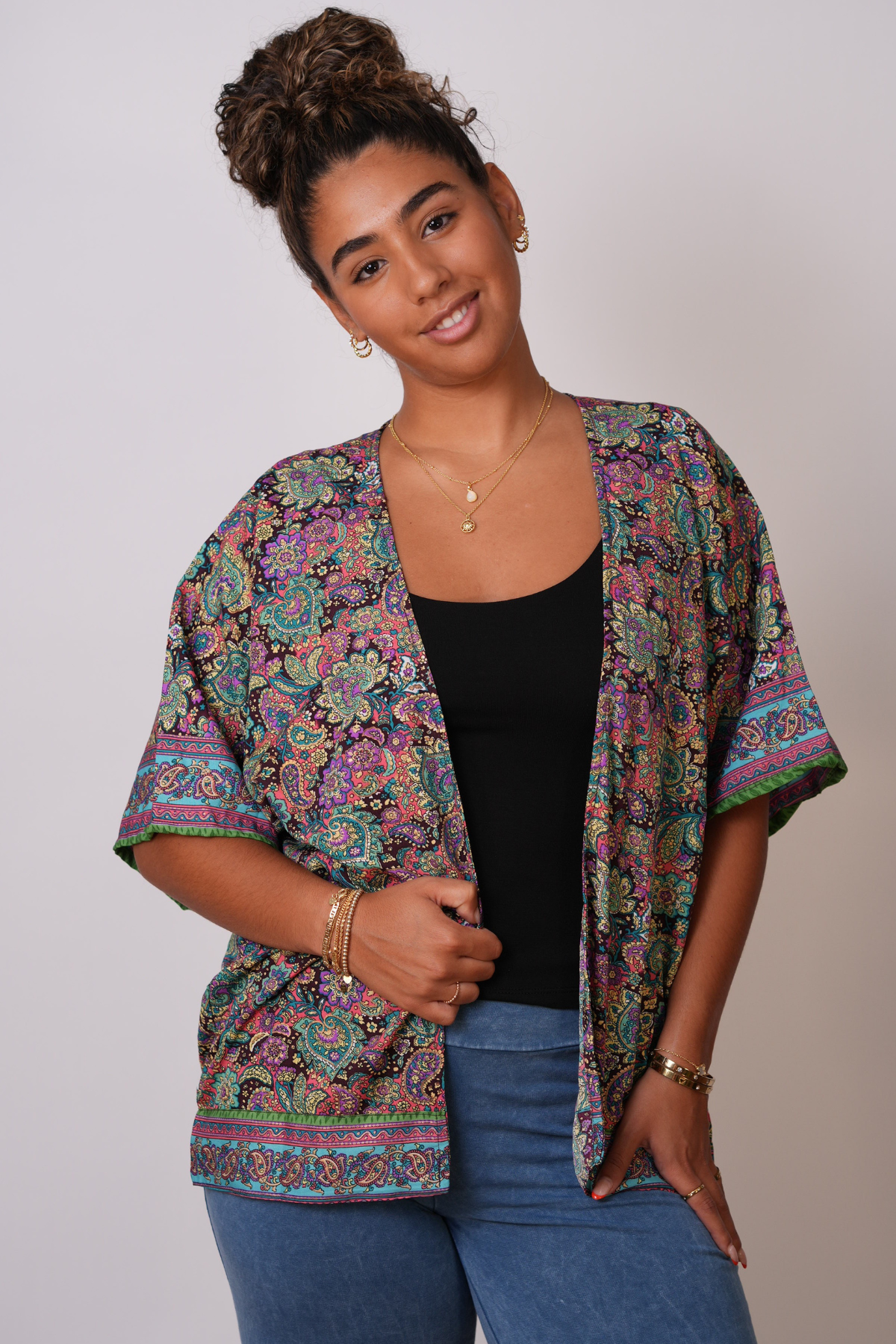 Recycled Sari Print Kimono