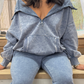 Acid Wash Quarter Zip Hoodie