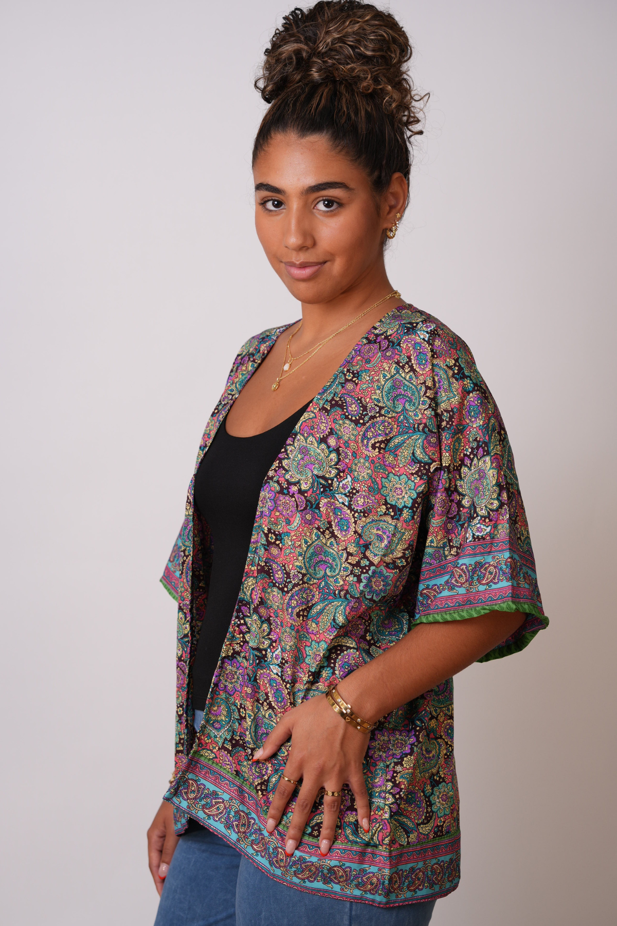 Recycled Sari Print Kimono