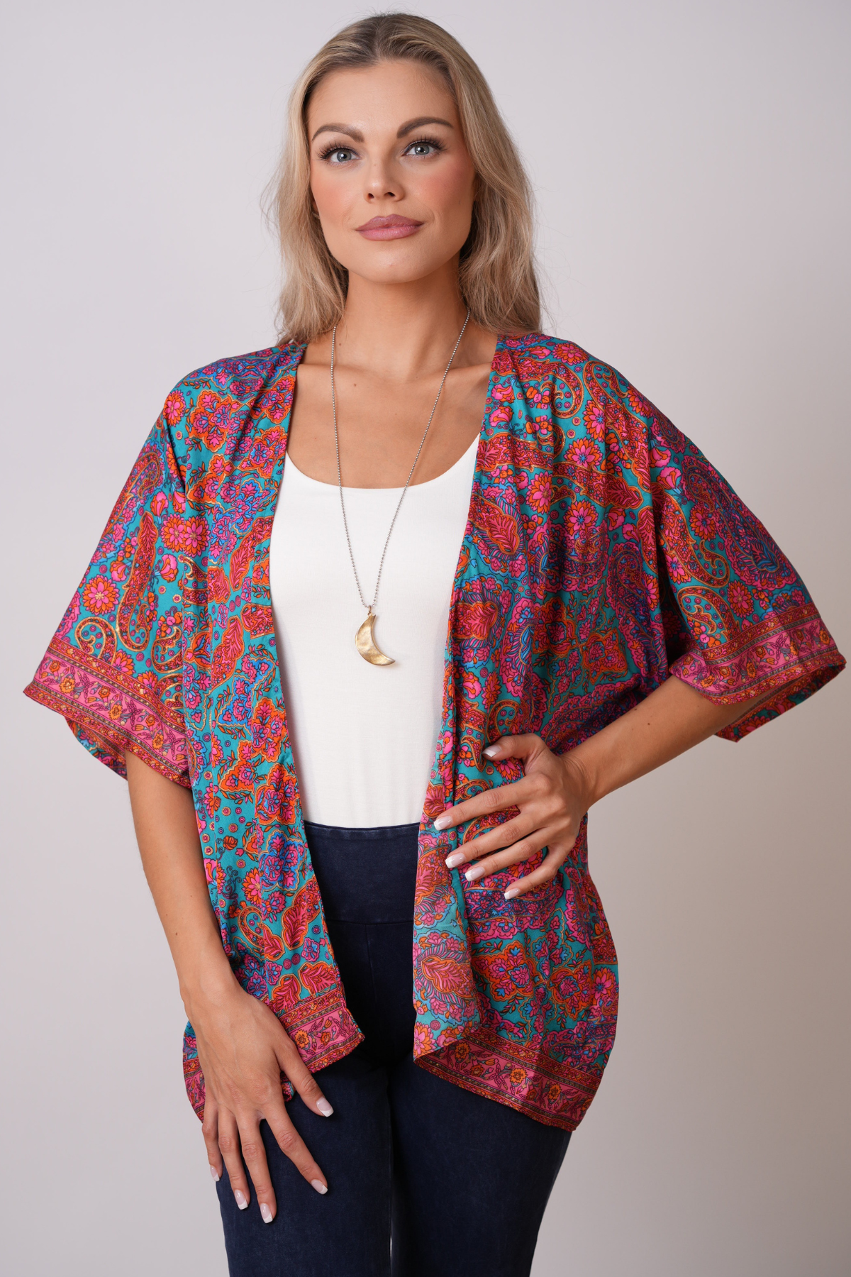 Recycled Sari Print Kimono