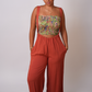 Burnt Orange Suspender Overalls
