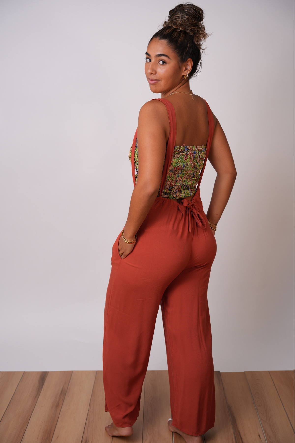 Burnt Orange Suspender Overalls