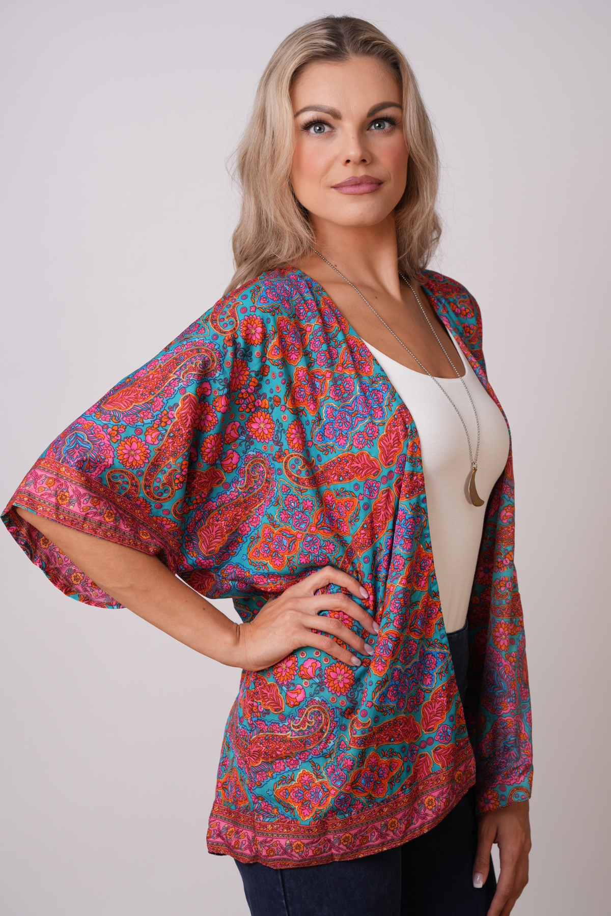 Recycled Sari Print Kimono