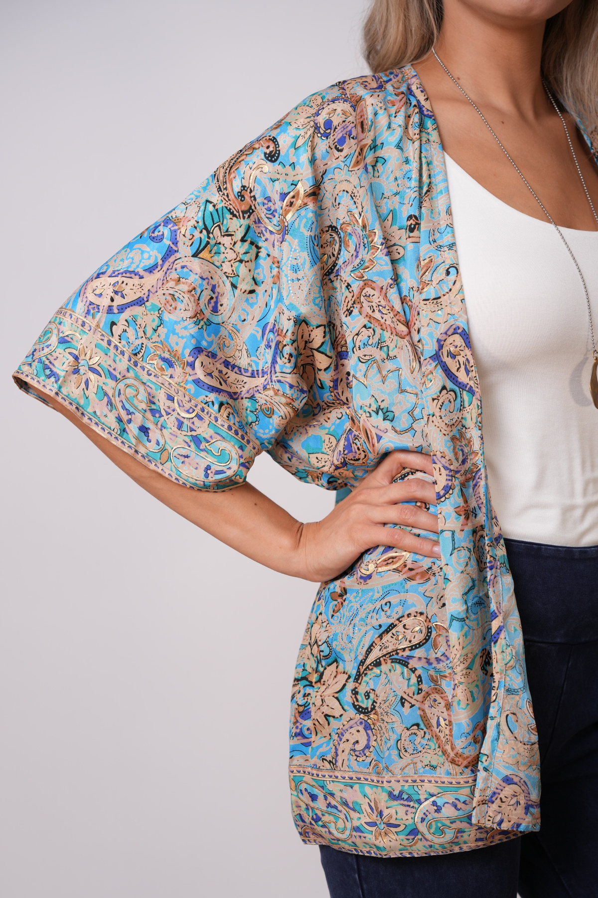Recycled Sari Print Kimono
