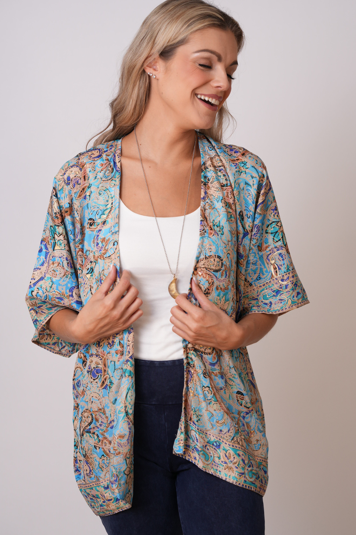 Recycled Sari Print Kimono