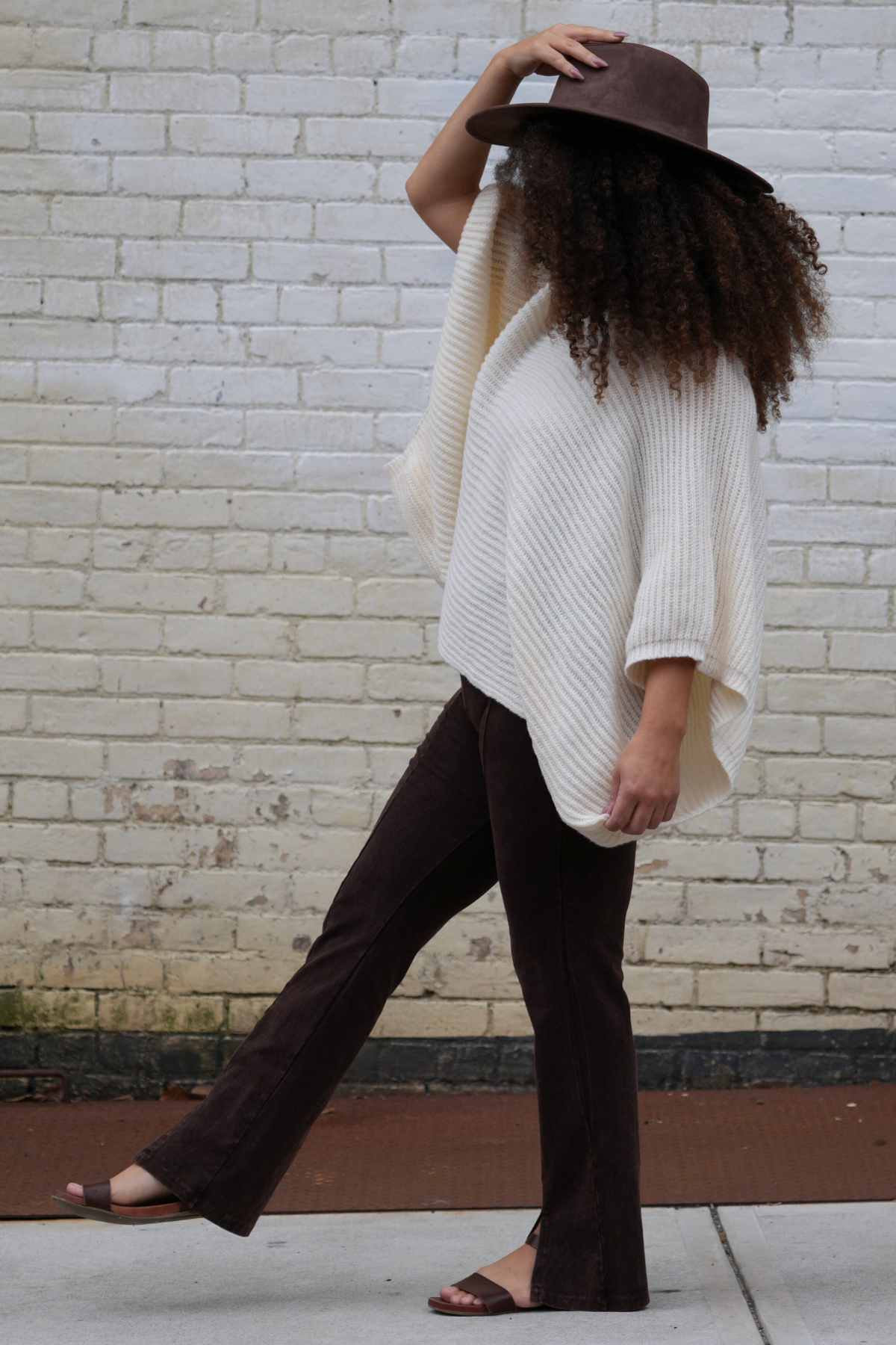 Ribbed Knit Sleeve Poncho