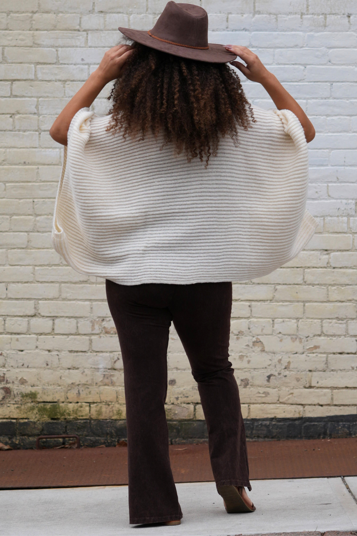 Ribbed Knit Sleeve Poncho