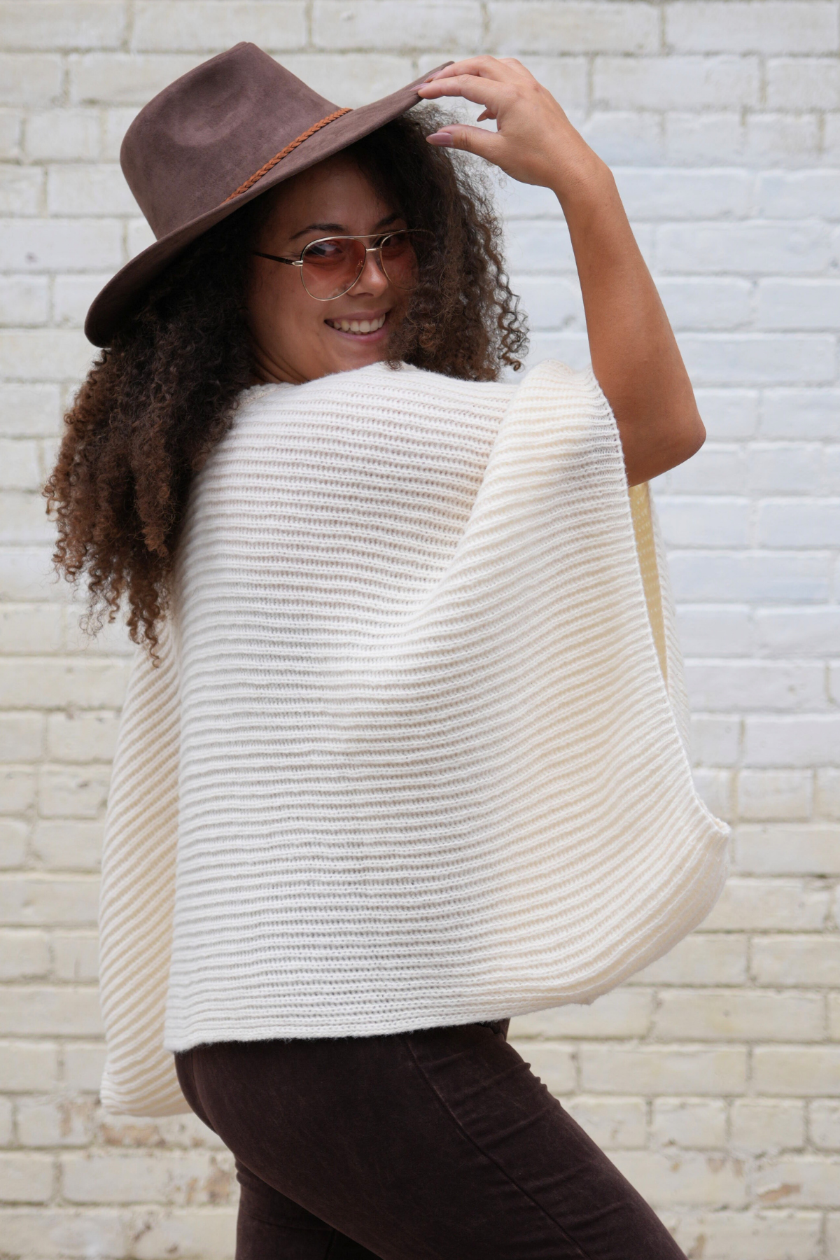 Ribbed Knit Sleeve Poncho