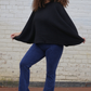 Ribbed Knit Sleeve Poncho