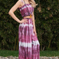 Purple and White Tie Dye Smock Waist Bottoms