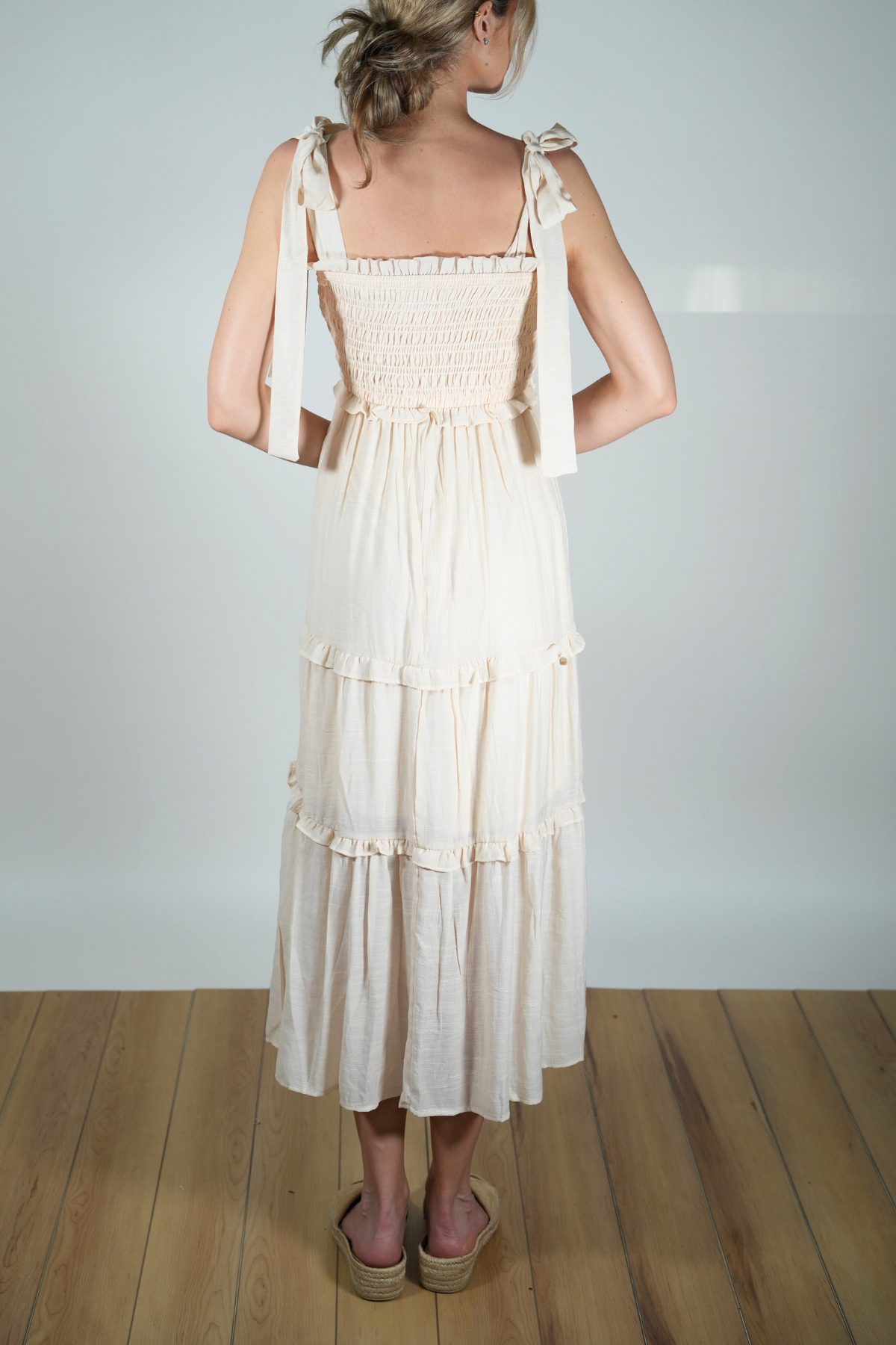Tie Strap Smock Midi Dress