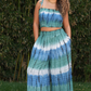 Blue and Green Tie Dye Smock Waist Bottoms