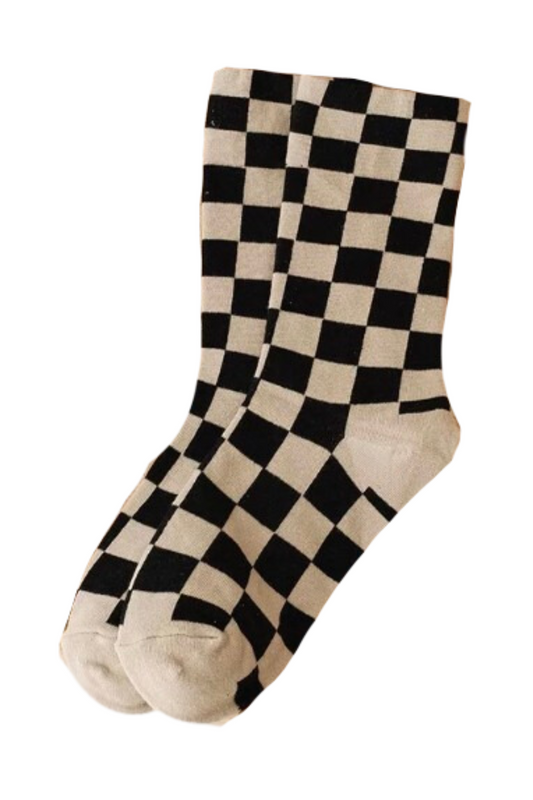 Creamy Checker Socks