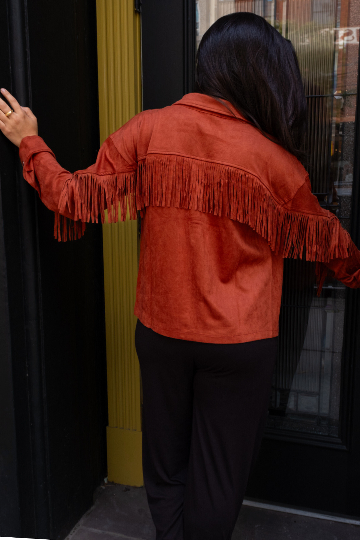 Fringe Suede Button Up Jacket