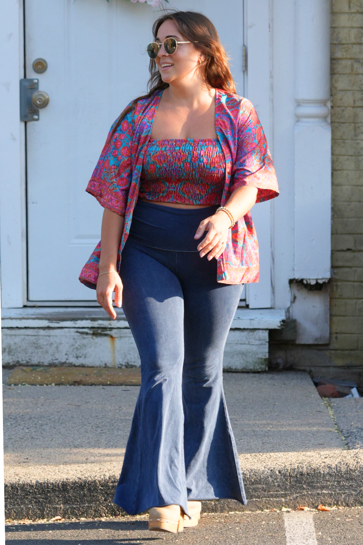 Recycled Sari Print Smock Top