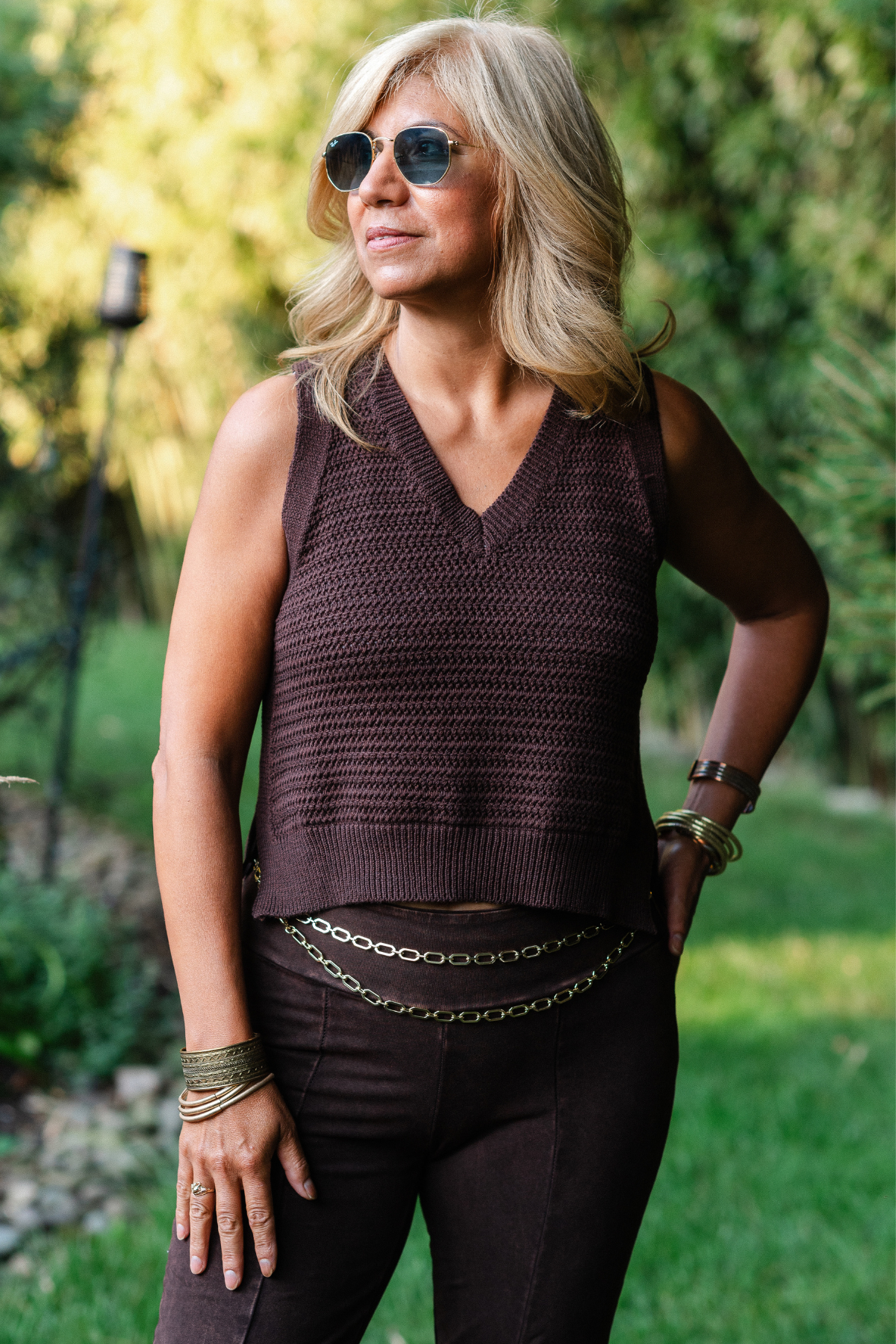 Knit V Neck Sleeveless Top