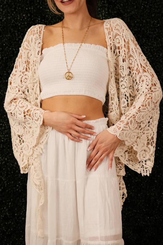 Crochet Bell Sleeve Tie Top