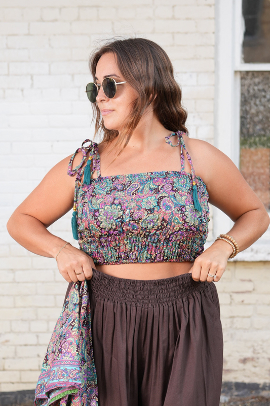 Recycled Sari Print Smock Top