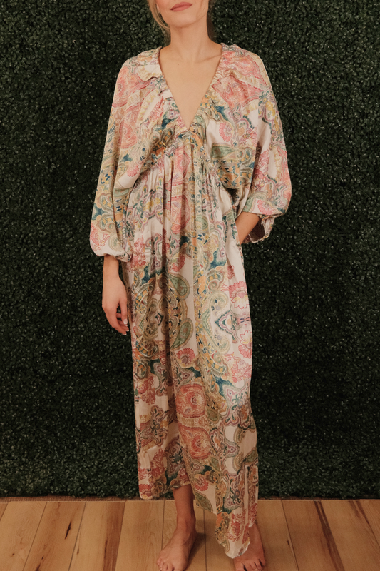 Paisley Balloon Sleeve Dress