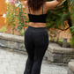 Black Mineral Wash Front Slit Leggings