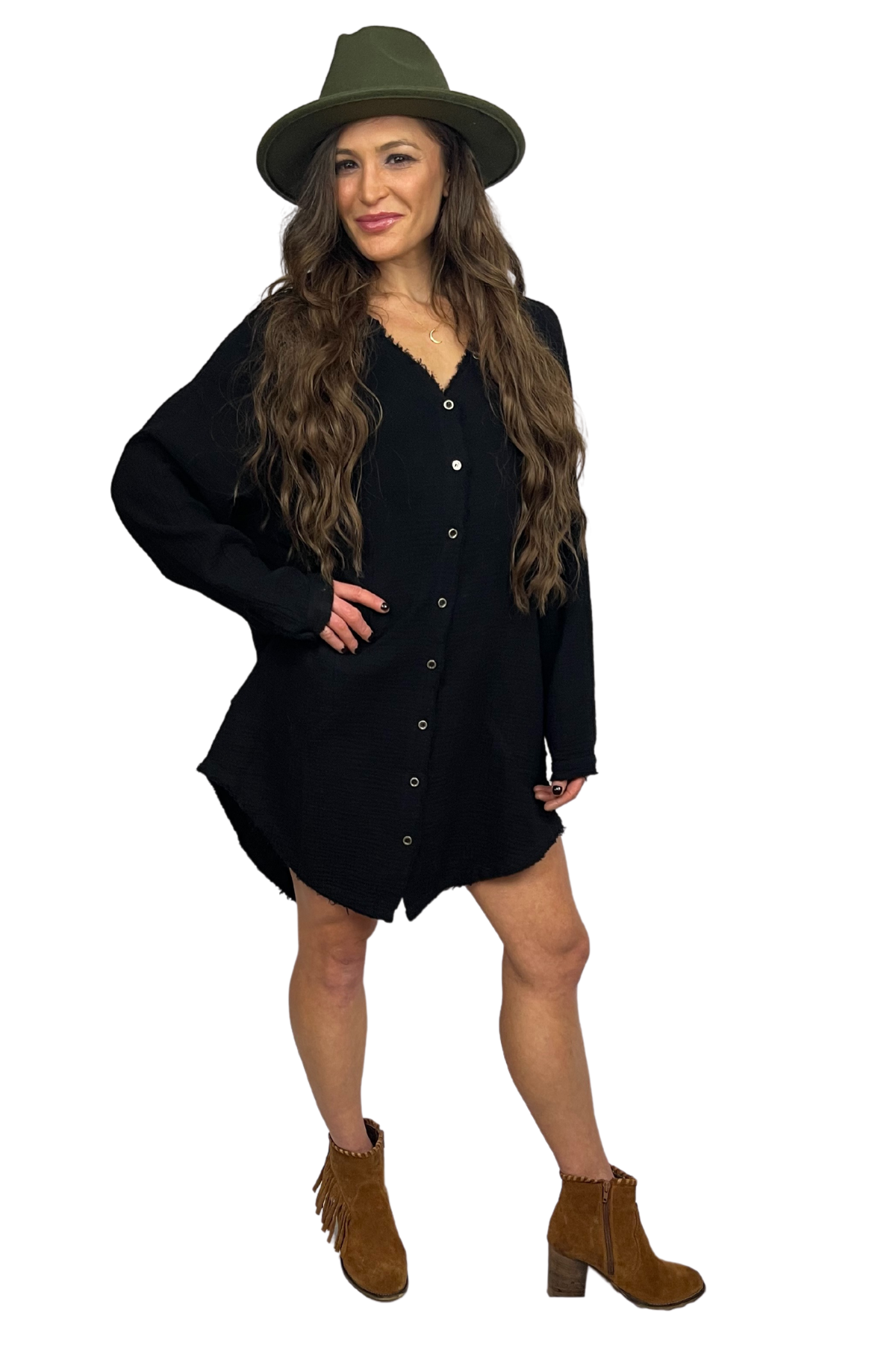 Free Love Long Sleeve Pocket Dress