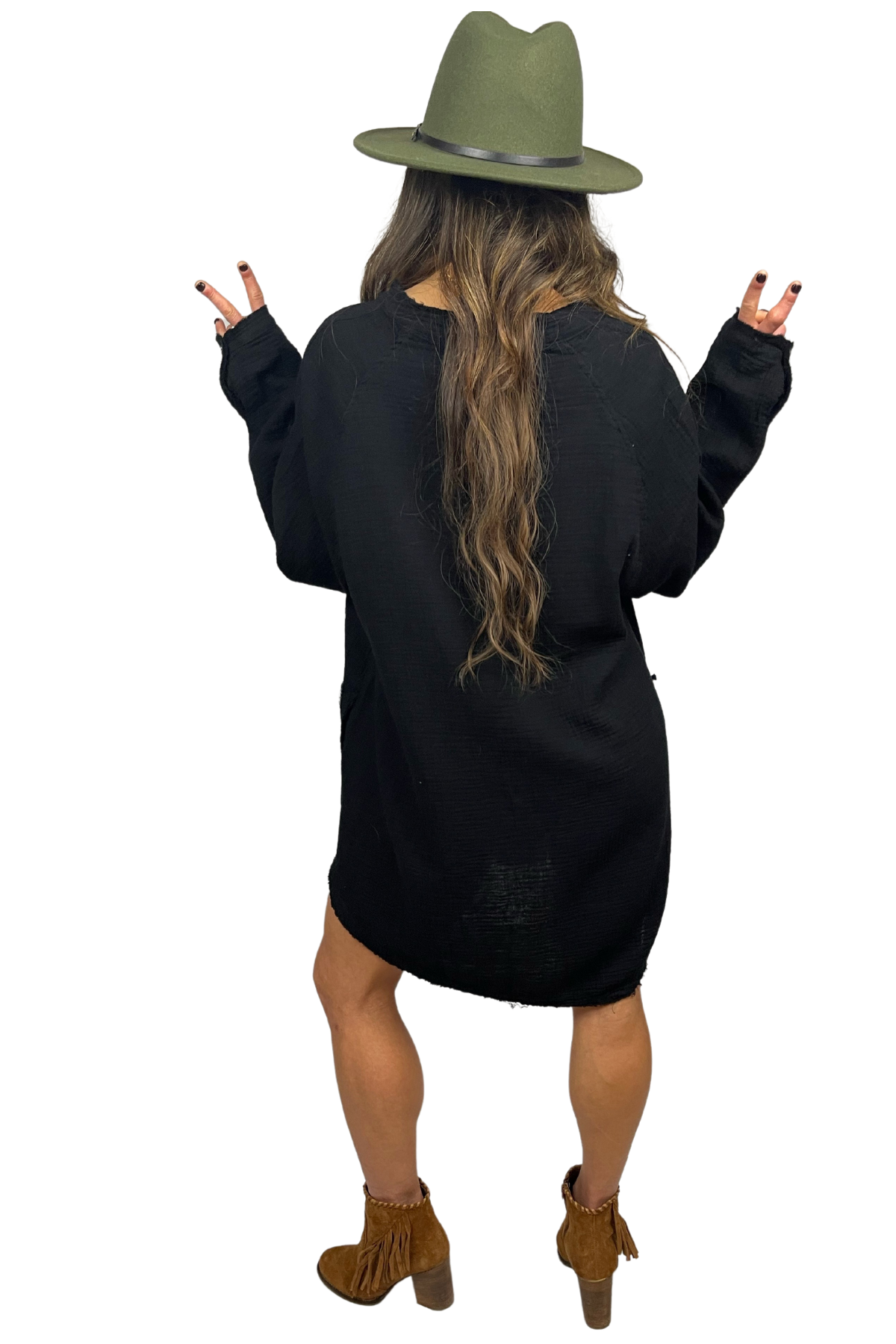 Free Love Long Sleeve Pocket Dress